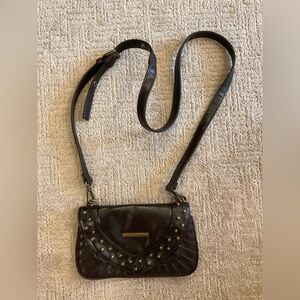 🤎⚡️ Matt & Nat Studded Brown Faux Leather Crossbody Bag Purse Adj Strap EUC